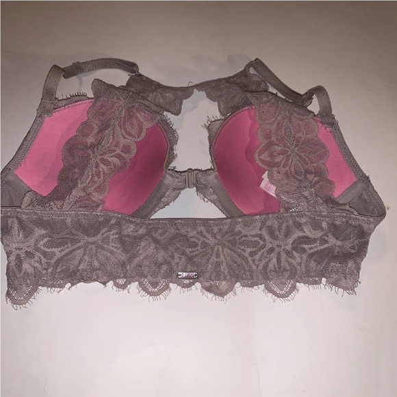Victoria’s Secret PINK Front Close Lace Bralette Taupe Sz 34B - Picture 2 of 4